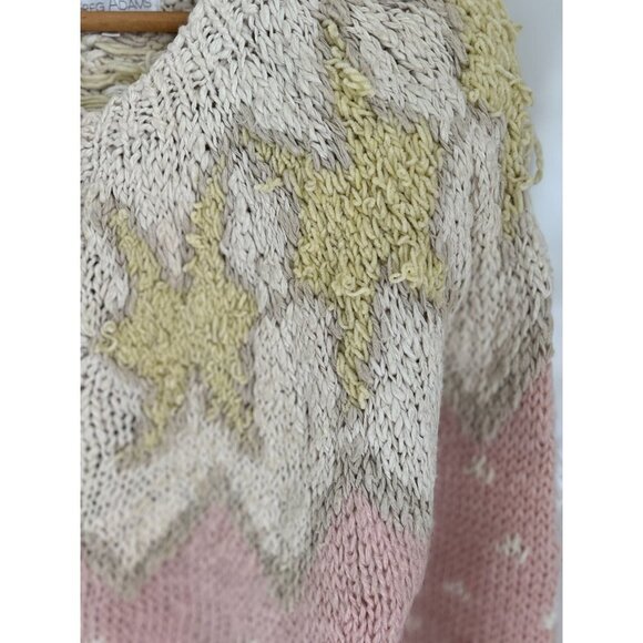 GREG ADAMS Knitted by Hand Fair Island Cardigan Pink Cream White Size Med - Picture 6 of 13